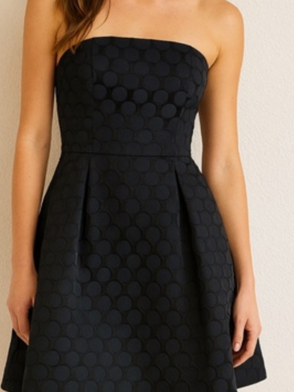 White House Black Market Black Strapless Jacquard Fit & Flare Dress